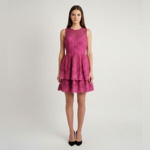 NEW Magenta Pink Embroidered Illusion Dress Size S/M/ 6
